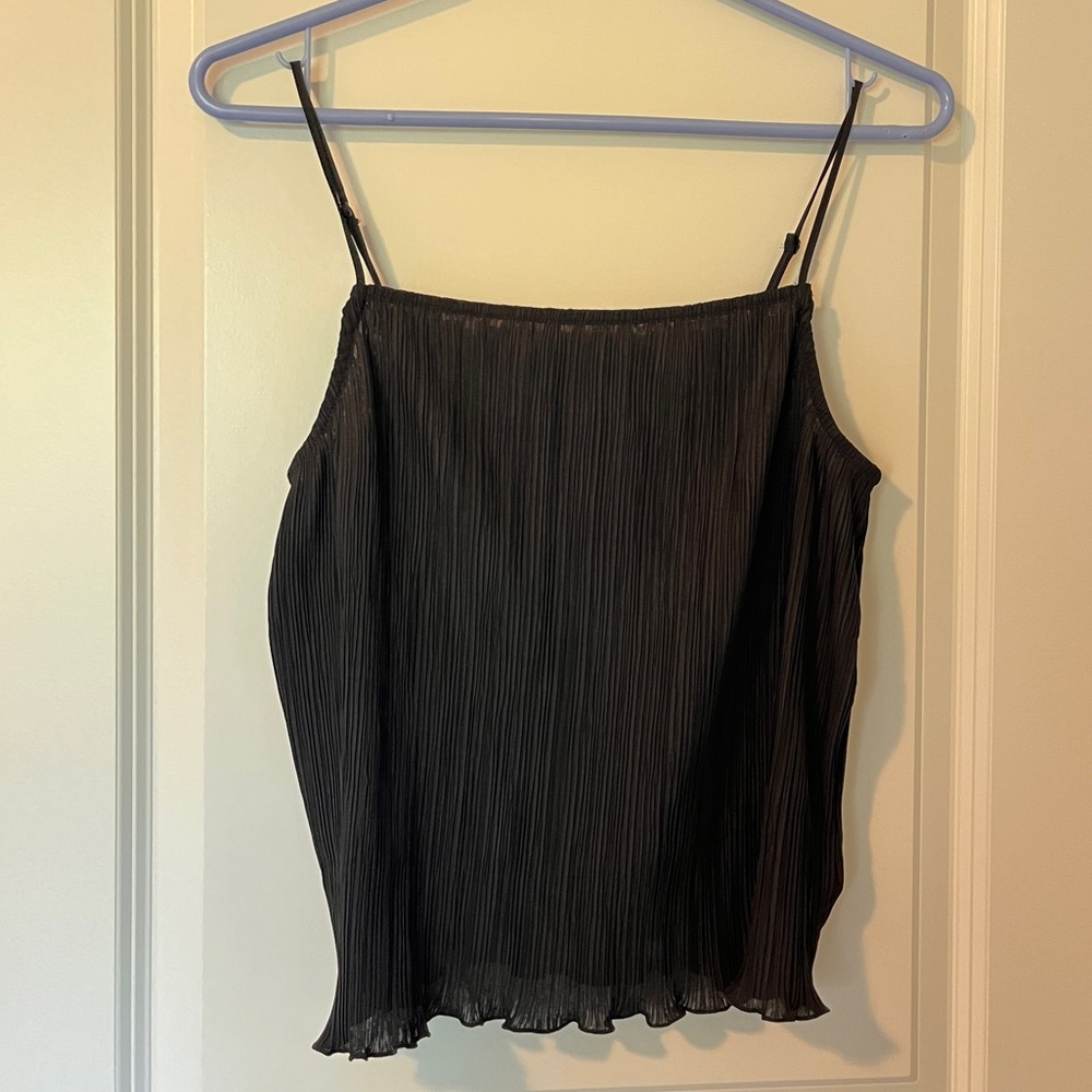 Madewell Plissé Crop Cami Tank Black